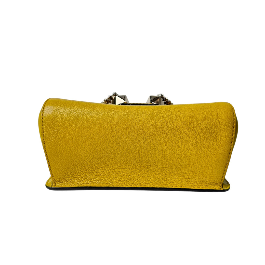 美品 ジミーチュウ Jimmy Choo マデリン 2way ショルダーバッグ ハンドバッグ イエロー クリスタル 斜めがけ クロスボディ レディース