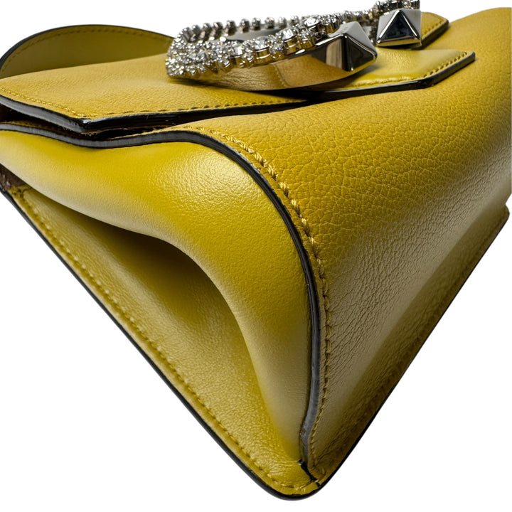 美品 ジミーチュウ Jimmy Choo マデリン 2way ショルダーバッグ ハンドバッグ イエロー クリスタル 斜めがけ クロスボディ レディース