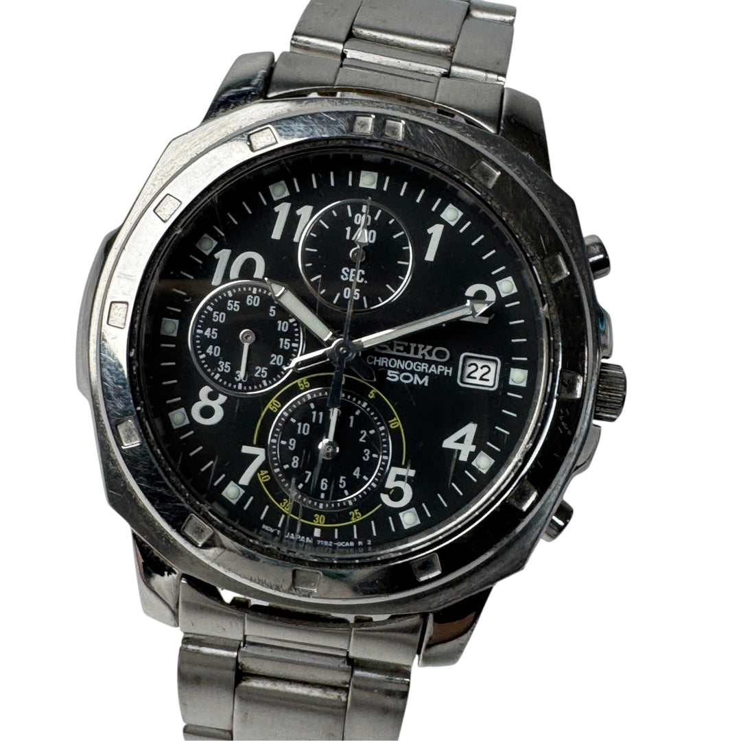 セイコー SEIKO 腕時計 クロノグラフ クォーツ 稼動品 7T92-0CA0 電池交換済み メンズ