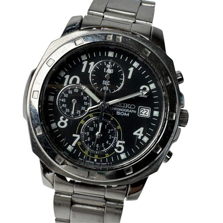 セイコー SEIKO 腕時計 クロノグラフ クォーツ 稼動品 7T92-0CA0 電池交換済み メンズ